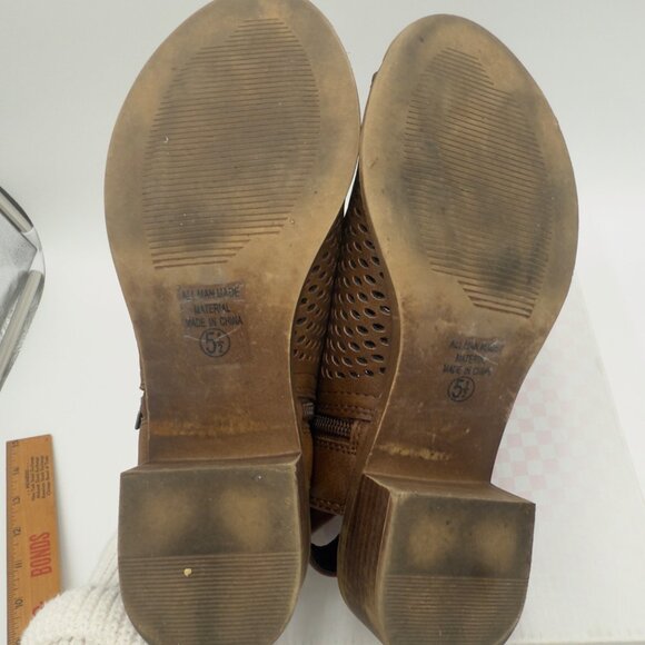 Soda Open Peep Toe Sling Bootie Women's 5 1/2 Brown Side Zip Casual Office Wear - Picture 7 of 9